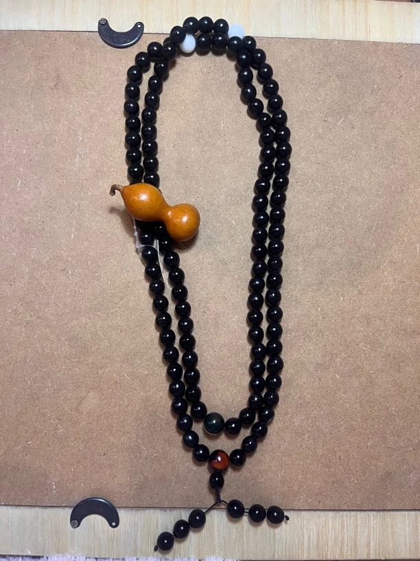 【玉见·手作】野生老树圆无患子手串108颗无患佛珠（精品k11黑透红）