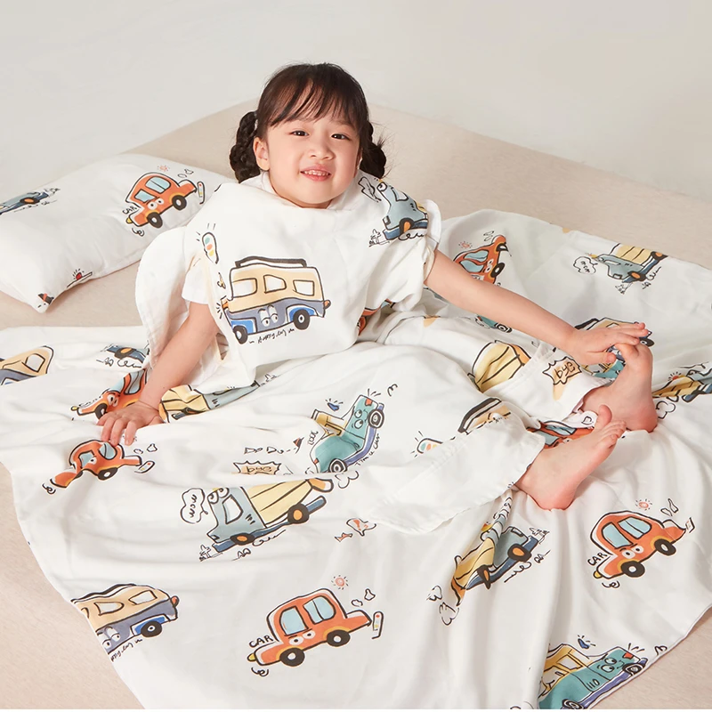 新款全棉纱布护肚防踢睡袋多功能盖毯宝宝夏被夏凉被