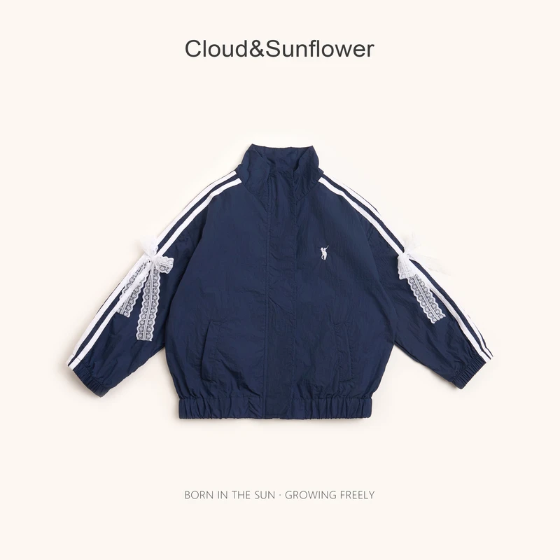 【云朵小葵】女童秋季新款袖边蝴蝶结休闲小马时尚外套991239