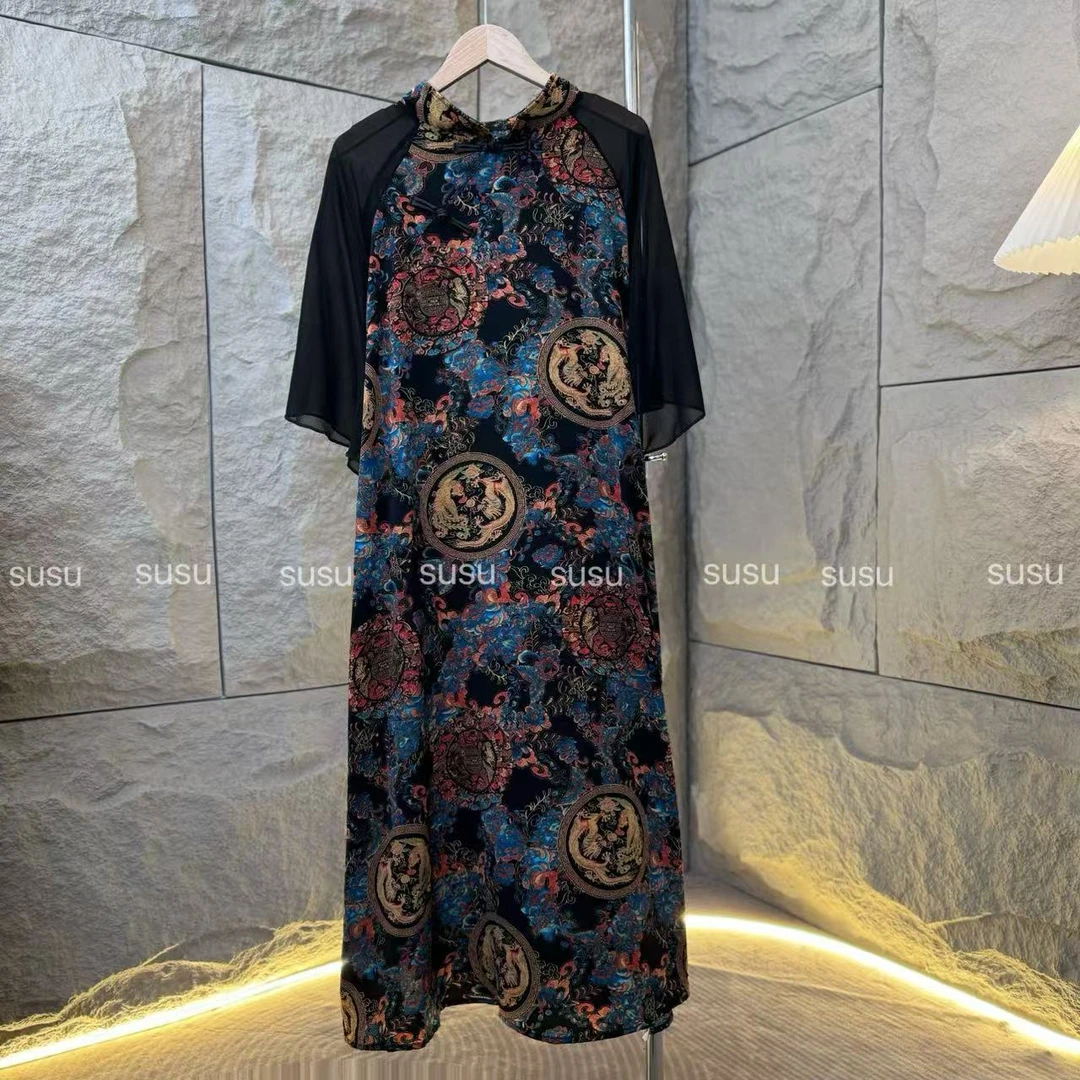 (WY)254/气质款中式宽松连衣裙复古国风盘扣