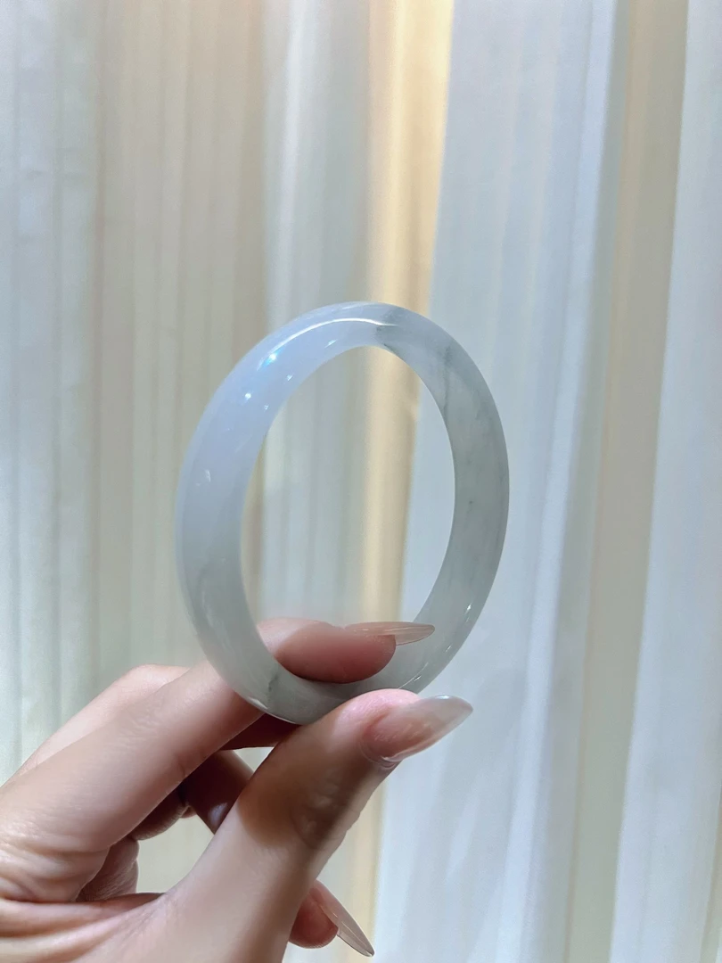天然玉石手镯 水墨玉冰灰色玉镯天然新疆材