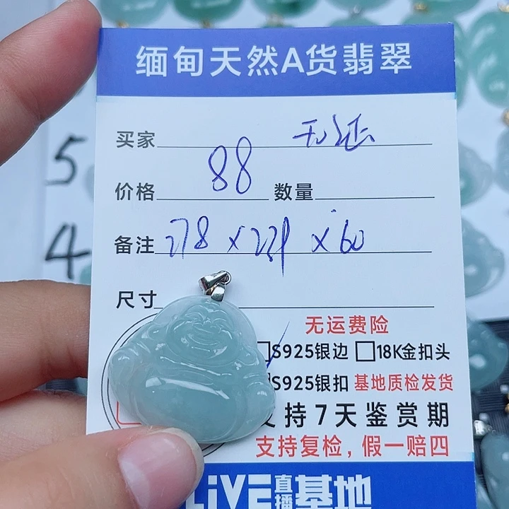 吊坠(不含链)银S925镶嵌翡翠缅甸a货翡翠