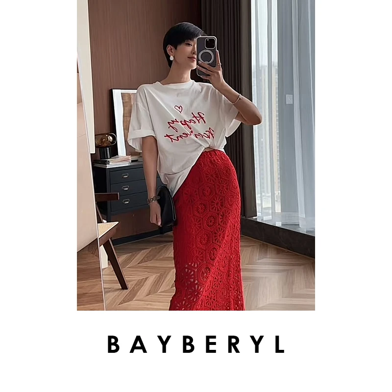 BAYBERYL老贝happy爱心字母圆领秋天百搭短袖T恤NT5D2201