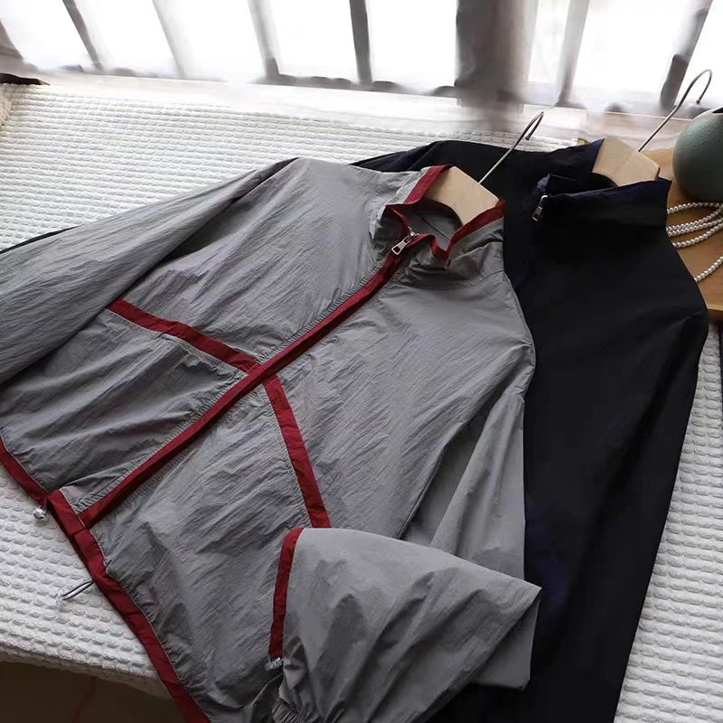 韩版时尚减龄撞色夹克防晒衣短外套休闲百搭夏季防晒服