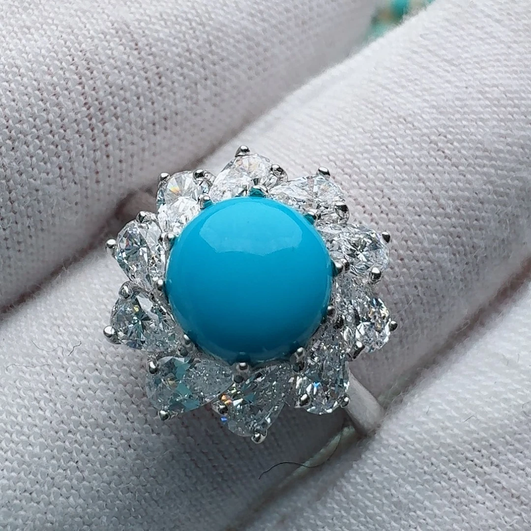 绿松石银S925镶嵌戒指