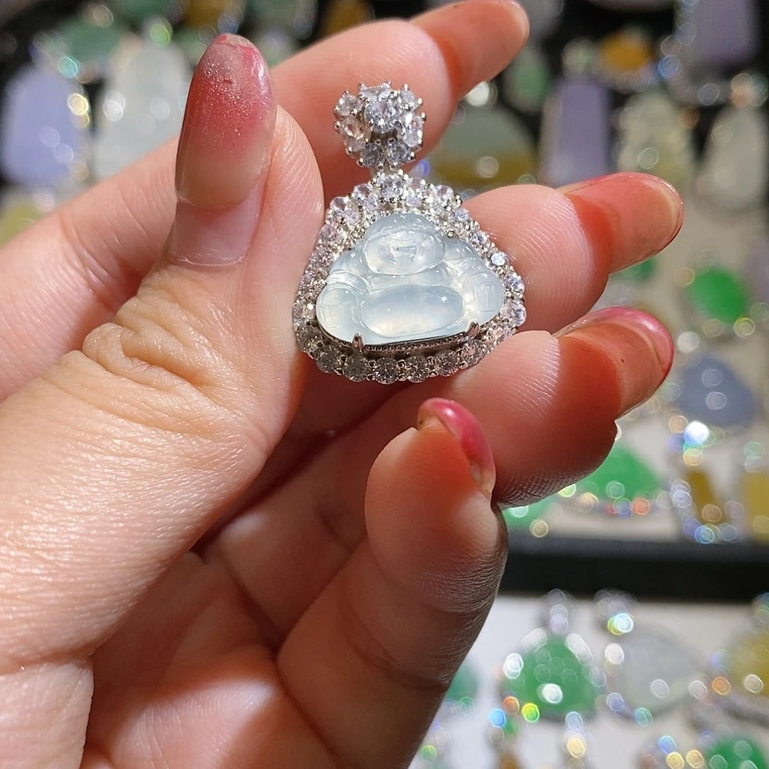 翡翠银S925镶嵌颈饰天然翡翠