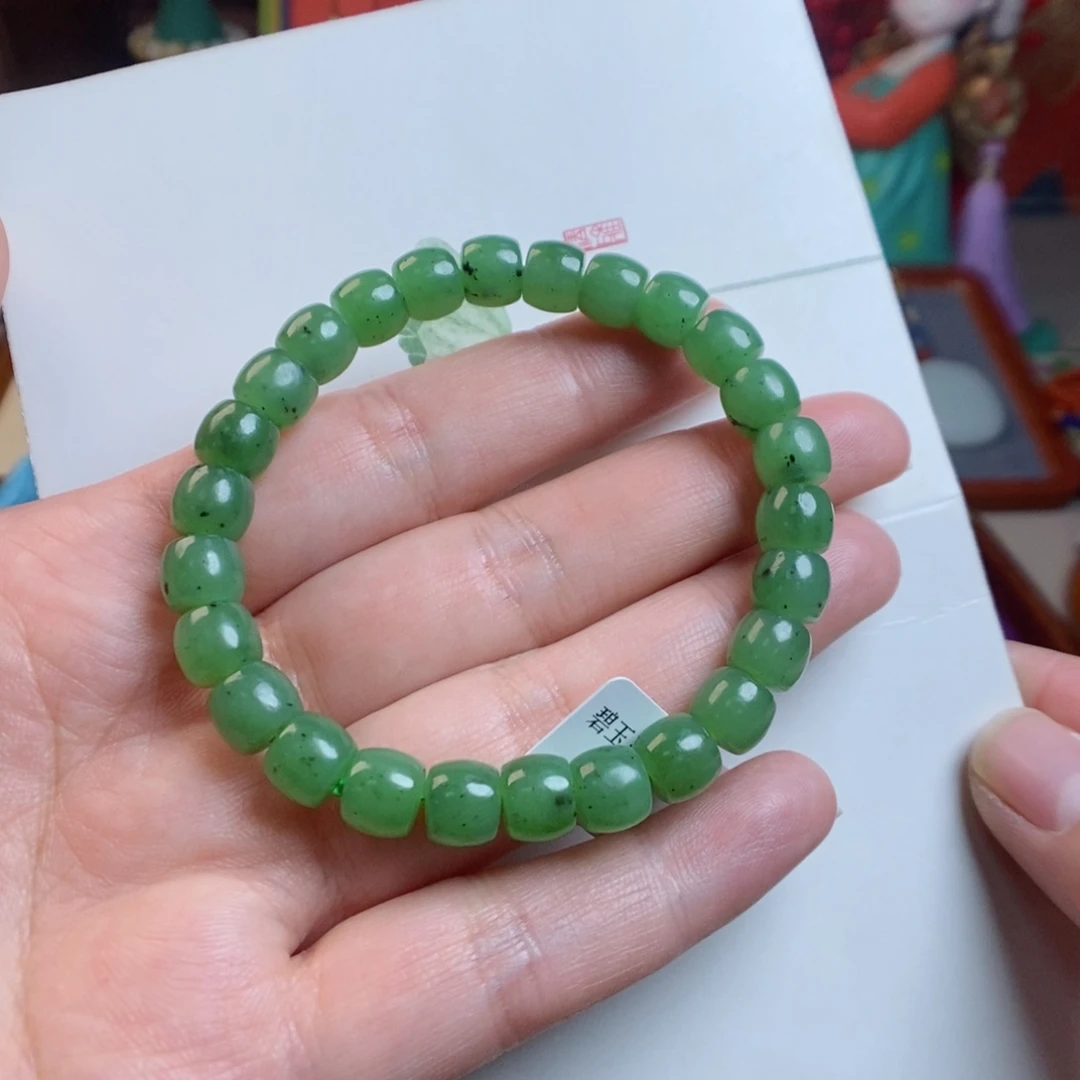 和田玉手链未镶嵌8乌兰海猕猴桃