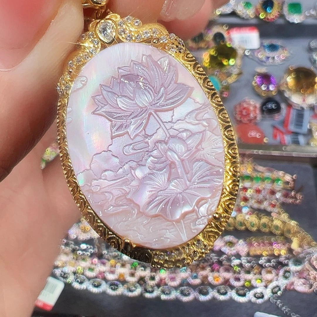 银S925镶嵌贝壳女王粉贝贝