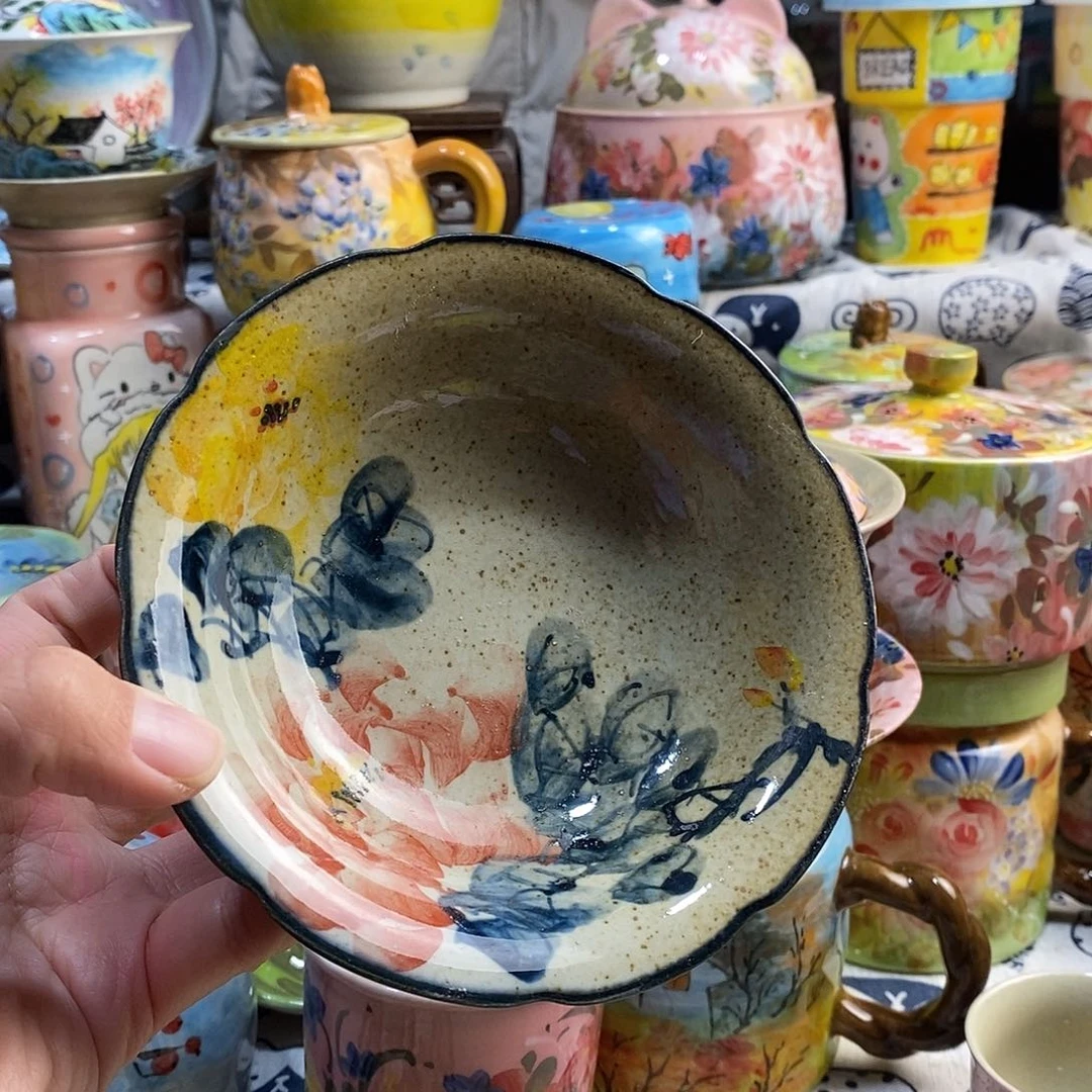 瓷片小年喜乐多手绘陶瓷