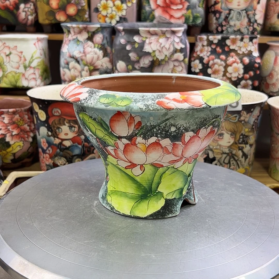 景德镇炫彩手绘口13.5高12.5