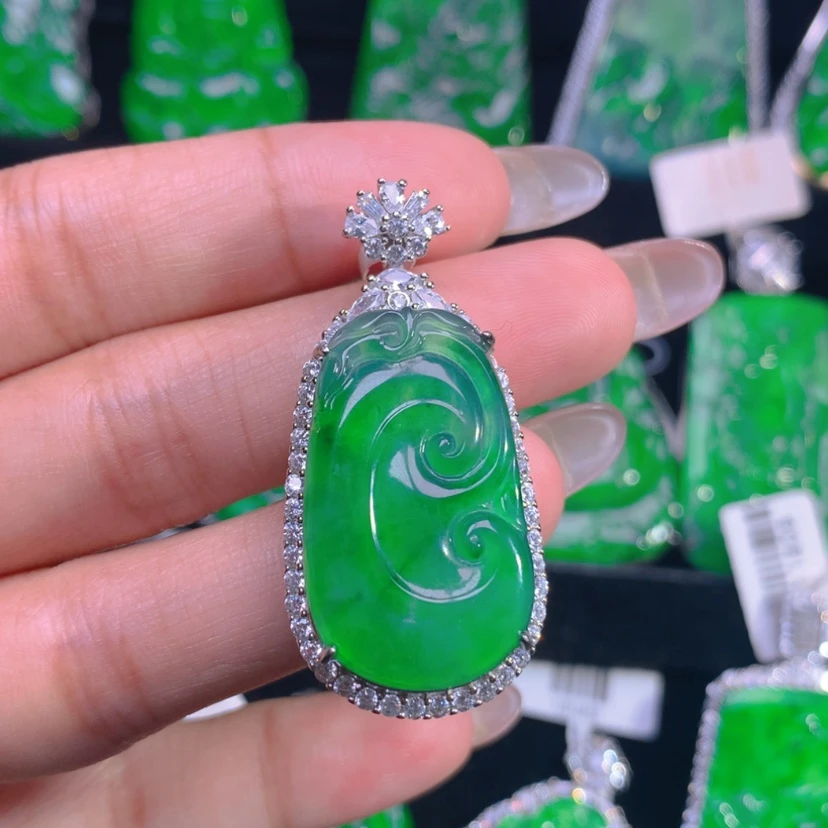 【闪购商品】翡翠银S925镶嵌颈饰翡翠