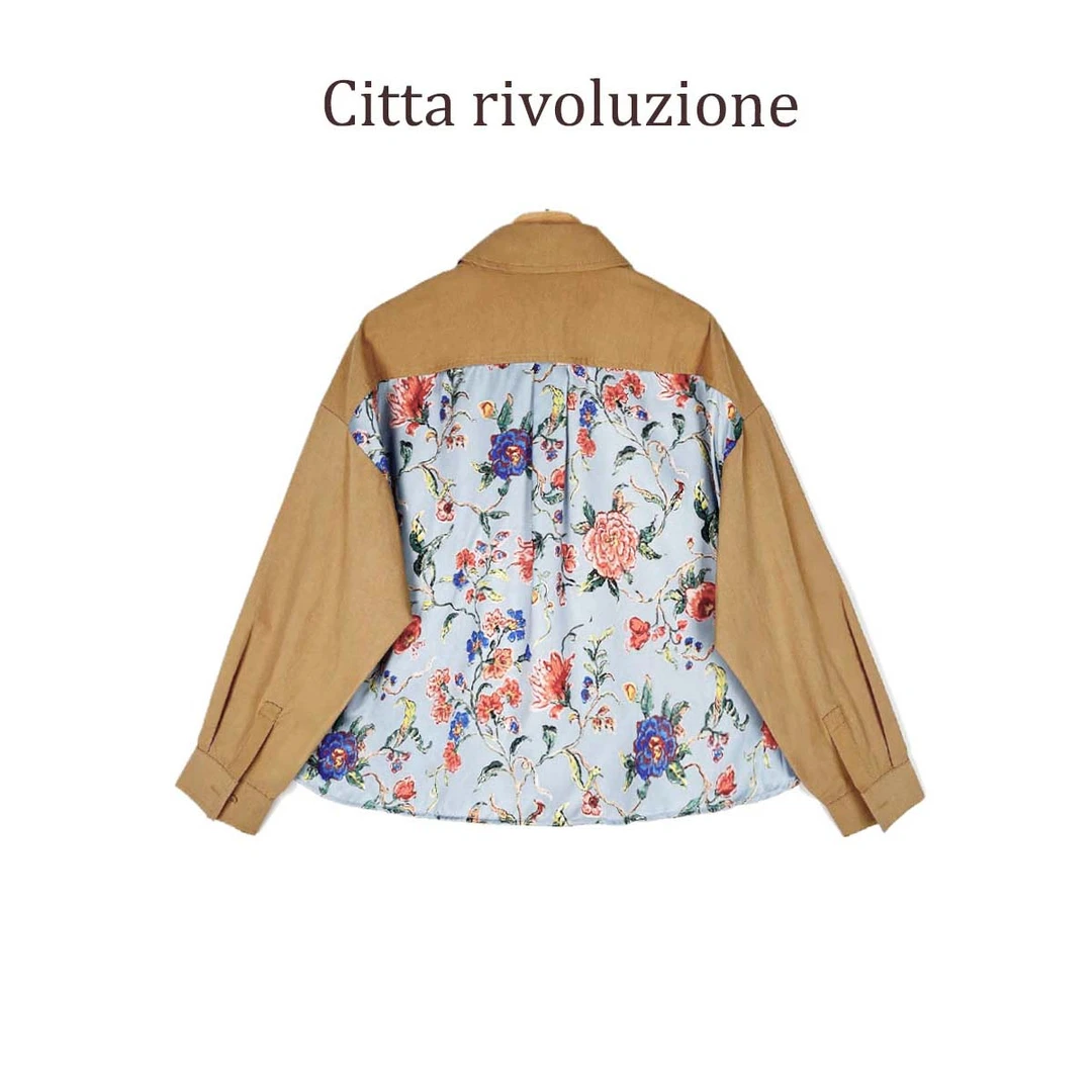 CR--|妈妈家高级感穿搭| 拼接款印花衬衫外套181AA23988370