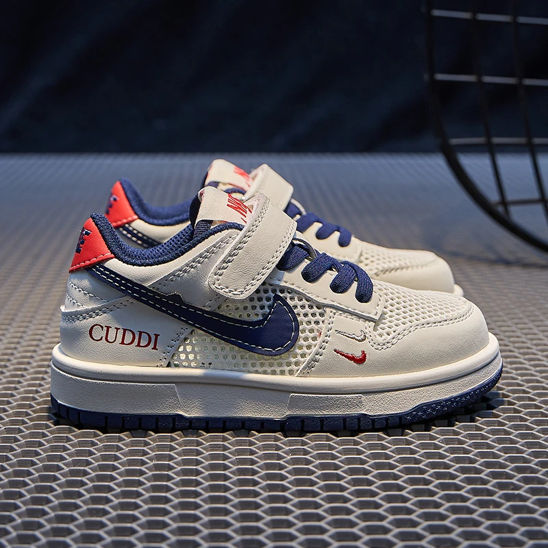 大黄蜂ajaj儿童网鞋2025新款蓝色低帮男童板鞋春夏透气网面女童小