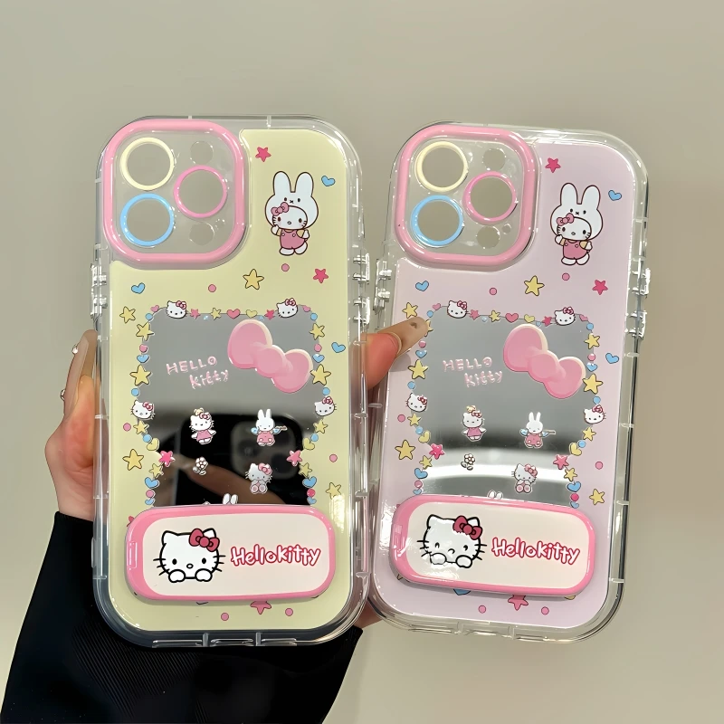 适用苹果15镜面奶油iPhone16手机壳华为p星星kitty米菲mate70小米