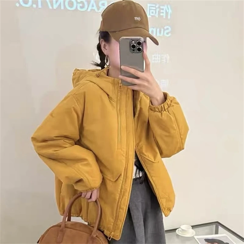 欧洲站秋冬新款连帽加厚保暖棉服外套女2025新款宽松百搭洋气上衣