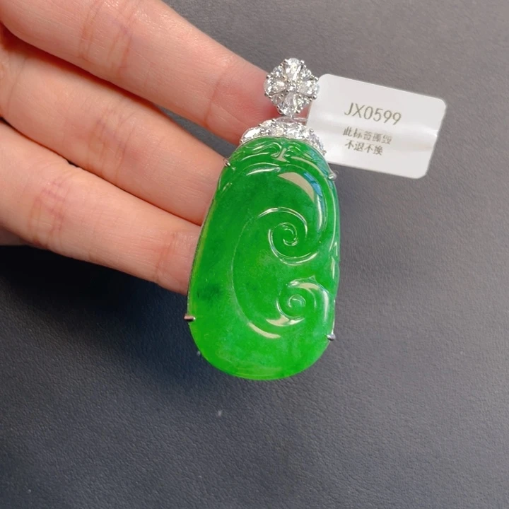 翡翠银S925镶嵌吊坠(不含链)