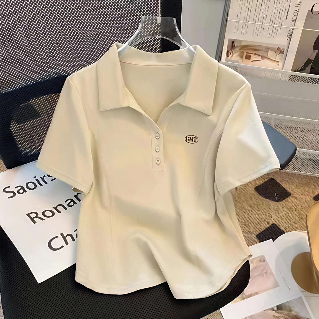 2025夏季新款小众设计感印花修身T恤女上衣短袖7013