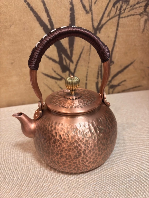 【大苏铜壶35】600毫升紫铜小提梁煮茶烧水壶复古工艺送礼佳品