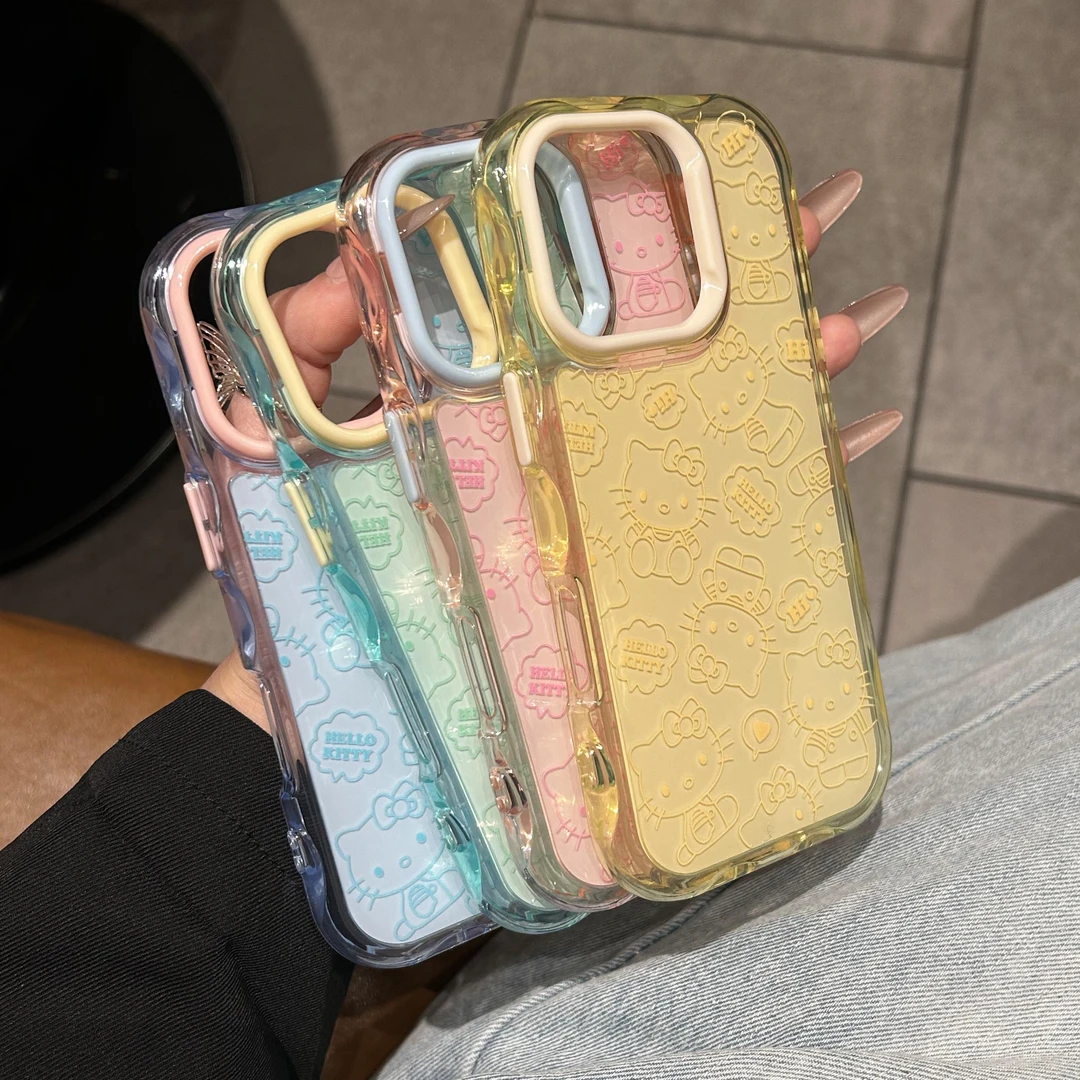 ins糖果色果冻kt猫适用苹果16手机壳iPhone15promax可爱14/13新款