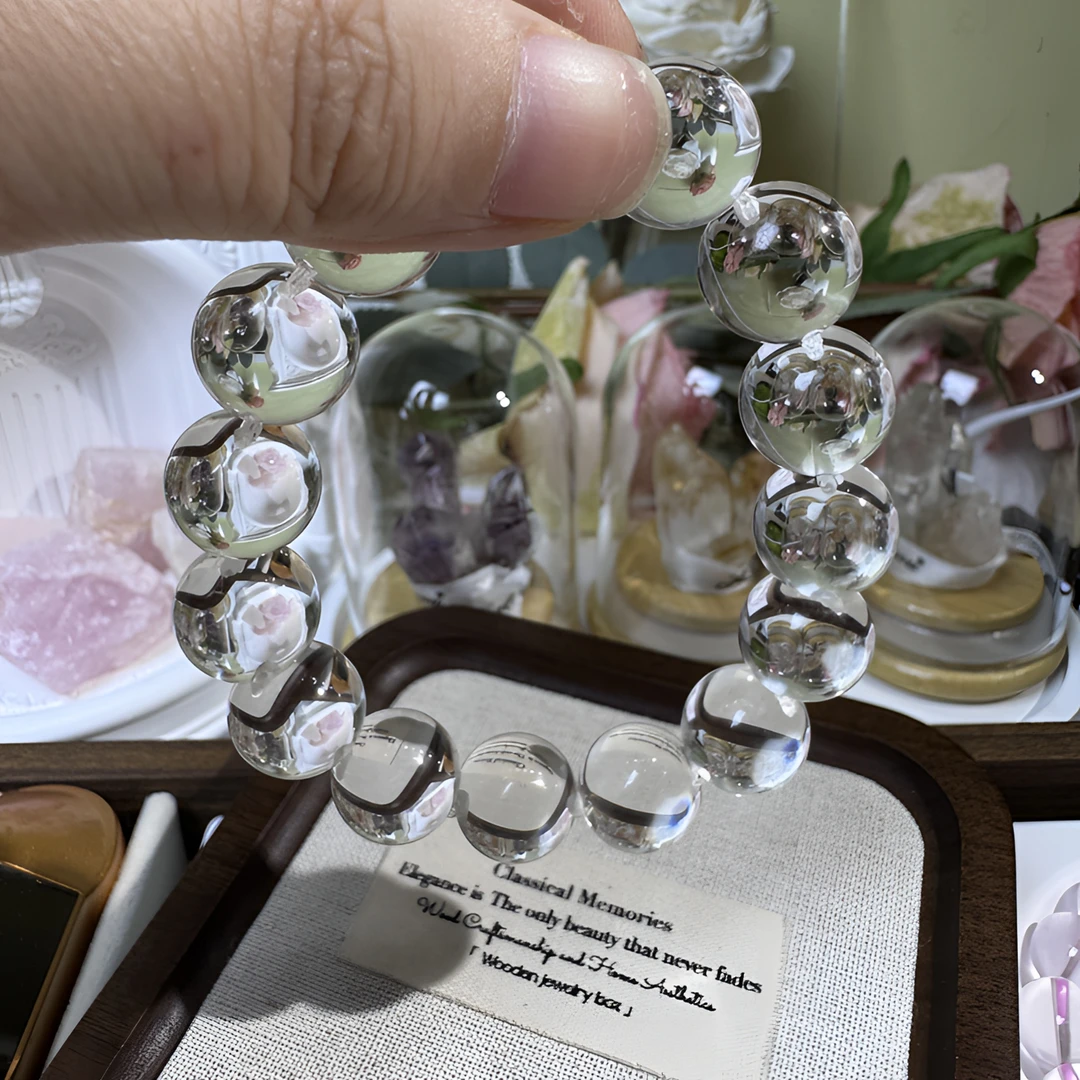 天然牛鼻孔白水晶10mm12mm13mm14mm多样性发一白水晶项链