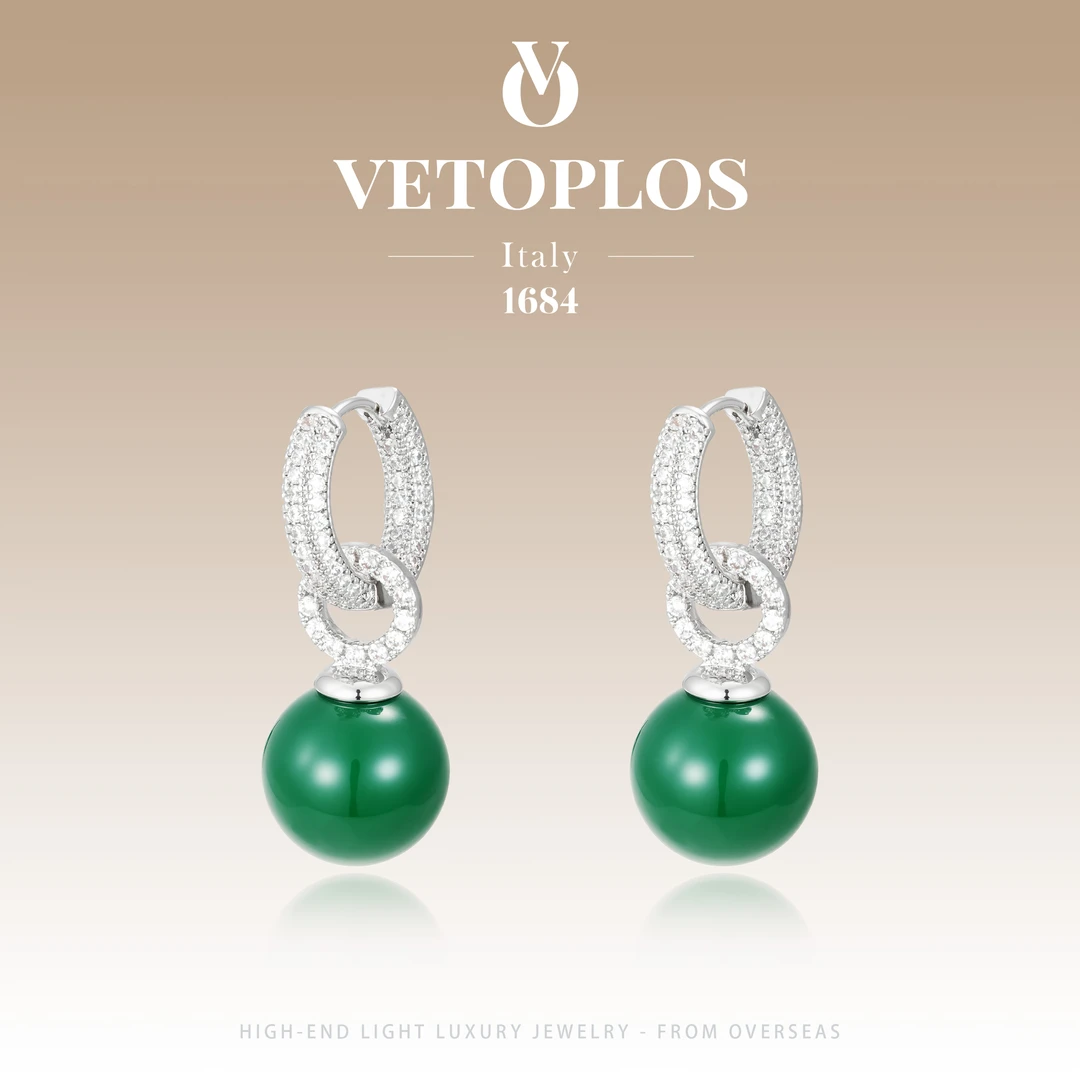 【森谷】Vetoplos墨绿圆珠优雅古风耳环F5791