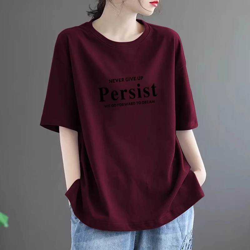 纯棉短袖t恤女夏季新款时尚韩版大码女装宽松遮肉显瘦半袖体恤女