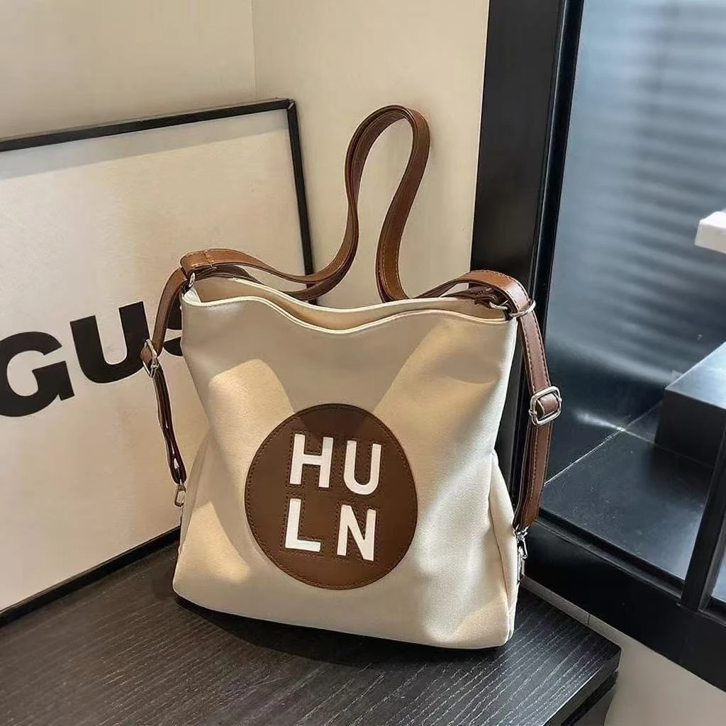 斜挎帆布包女2025新款时尚大容量双肩包学生上课通勤单肩托特包LX