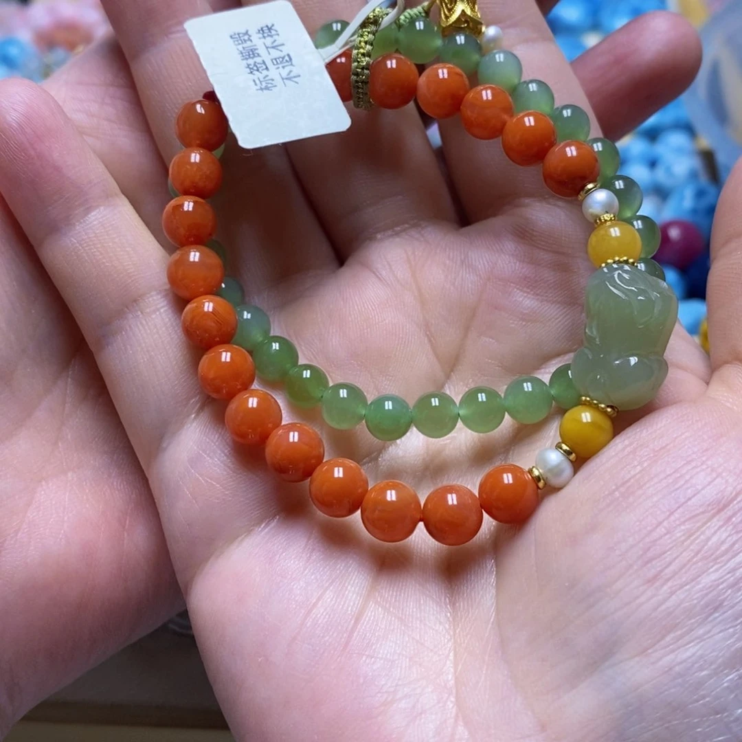 未镶嵌针钠钙石（海纹石）手链如**初