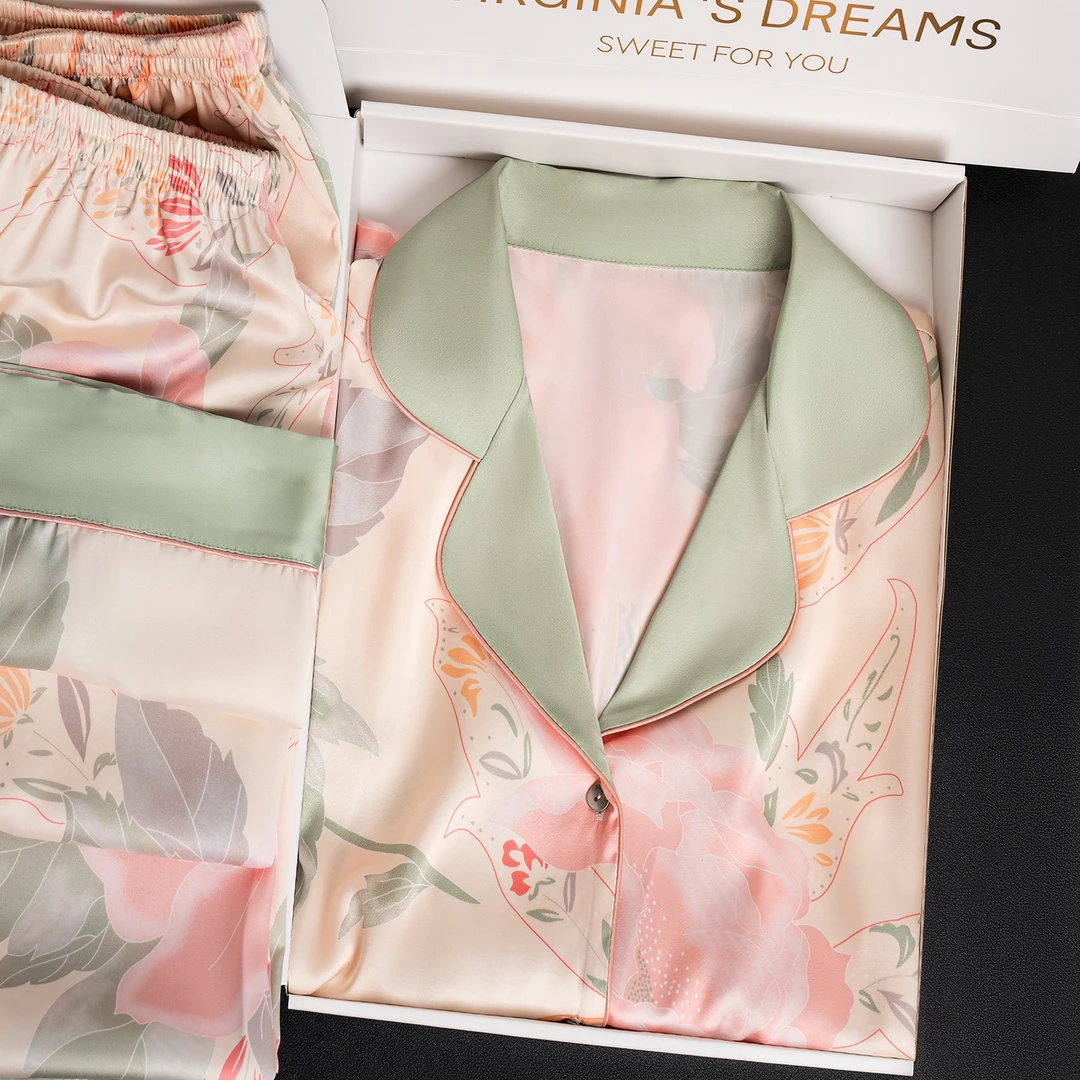 DAVINCIART睡衣女士爆款2025新款闲花弄影短袖睡衣家居服套装