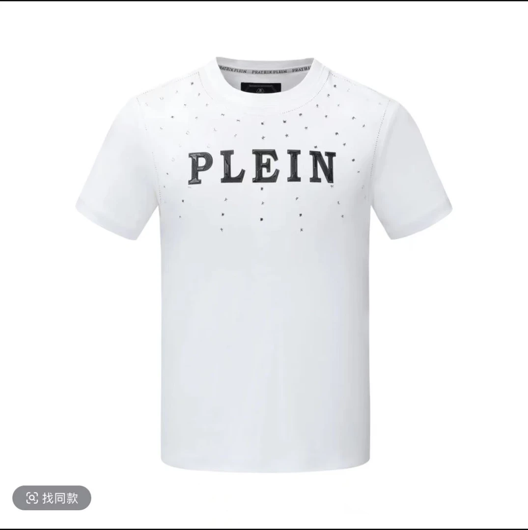 PRATHIKPLEIN夏季男士户外轻奢时尚烫钻高端透气T恤圆领男款
