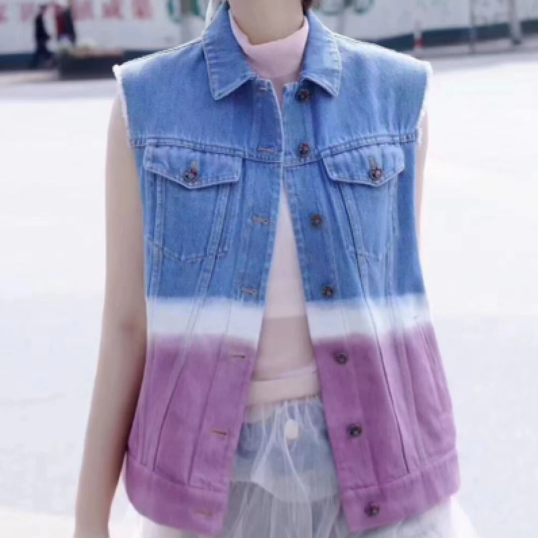 limil/丽米儿单排扣厚款街头短款通勤风休闲渐变马甲9400052