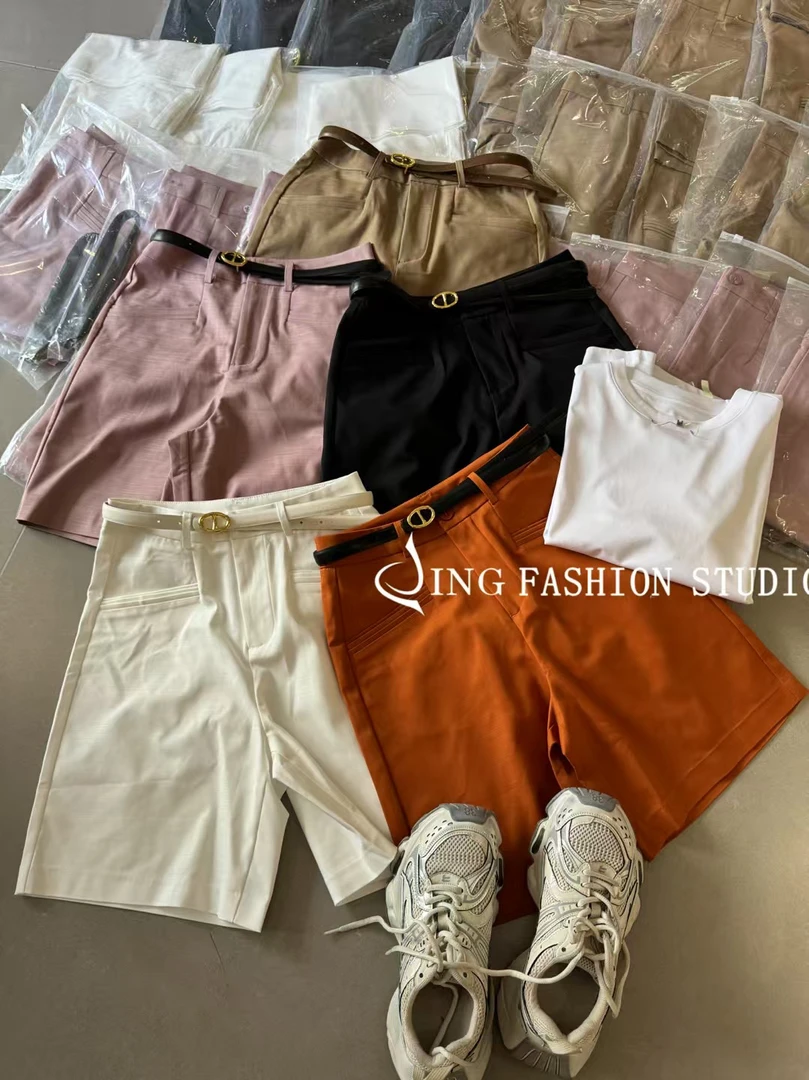 晶JING配腰带显瘦中裤