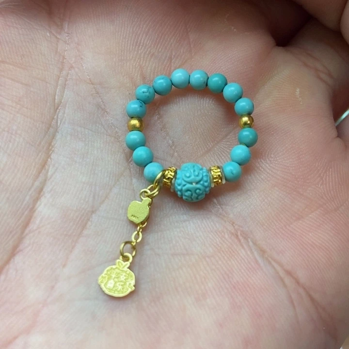 银S925镀金镶嵌绿松石戒指