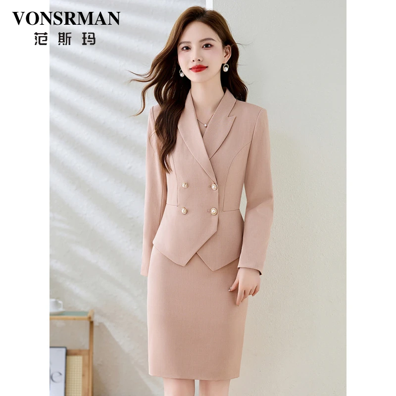 西装领假两件连衣裙女2025秋季新款时尚韩版气质修身显瘦中长款潮