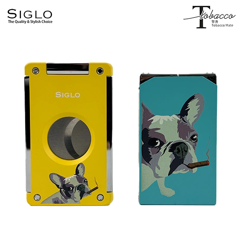 官方正品 香港世纪Siglo狗年雪茄打火机套装软火直冲两用充气