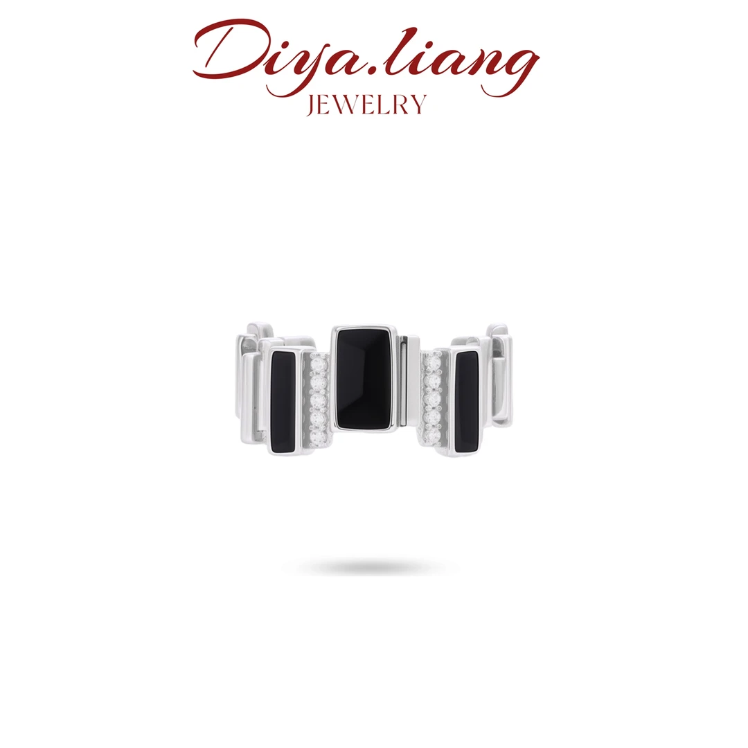 925银戒指 梁雅帝新品【黑夜石板王戒】设计款气质百搭纯银戒指