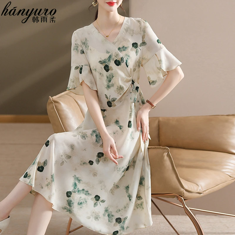 母亲节妈妈连衣裙夏装2025新款中老年女装夏季气质短袖雪纺长裙子