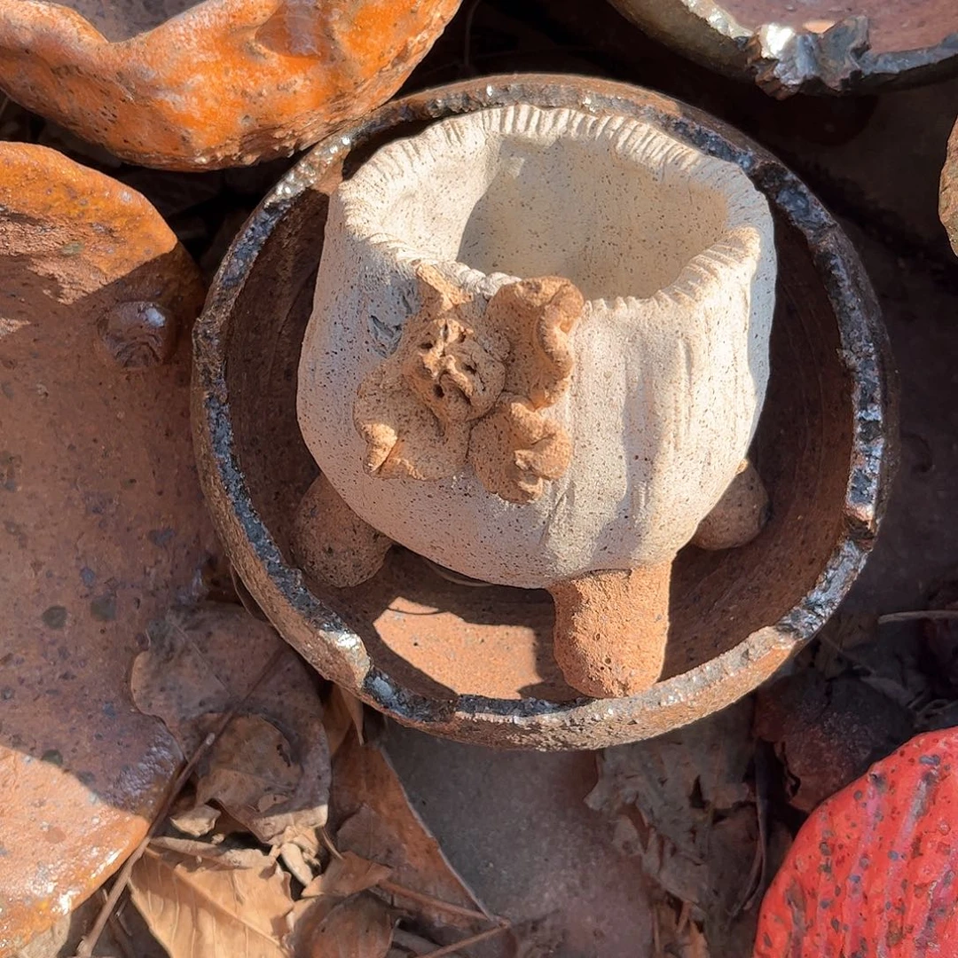 泥塑汪*古镇炻陶花盆瑕疵