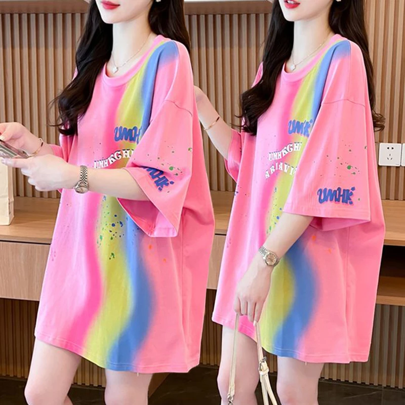 大码女装胖mm纯棉短袖T恤女夏季新款韩版宽松百搭洋气半袖上衣潮