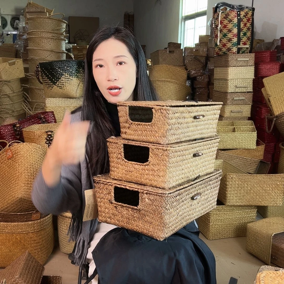 草编草编包/草编收纳盒带瑕疵