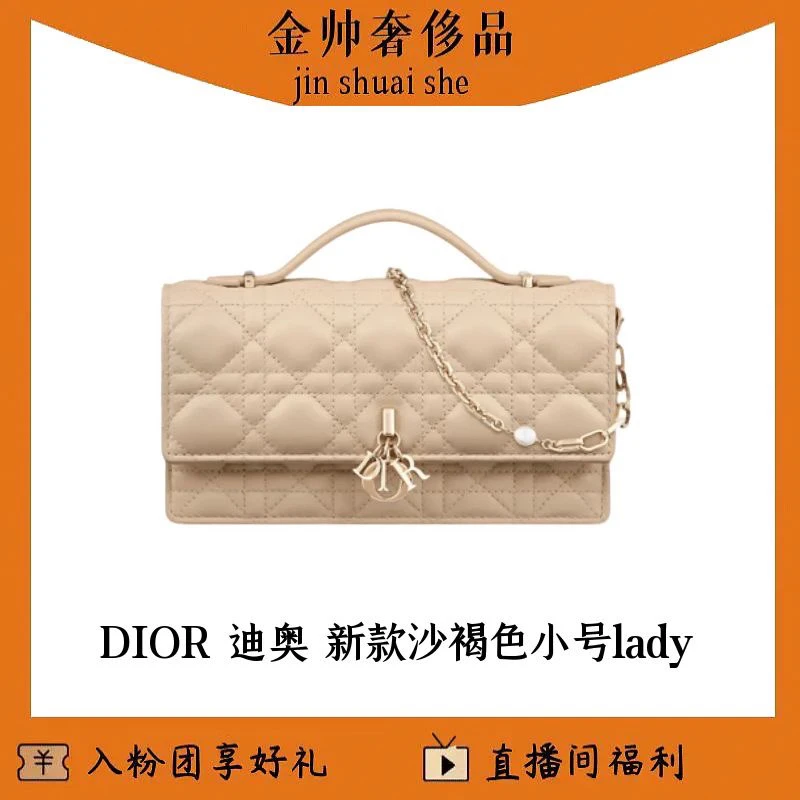 99新 DIOR/迪奥 新款沙褐色/lady/小号/手提/单肩包/B4929