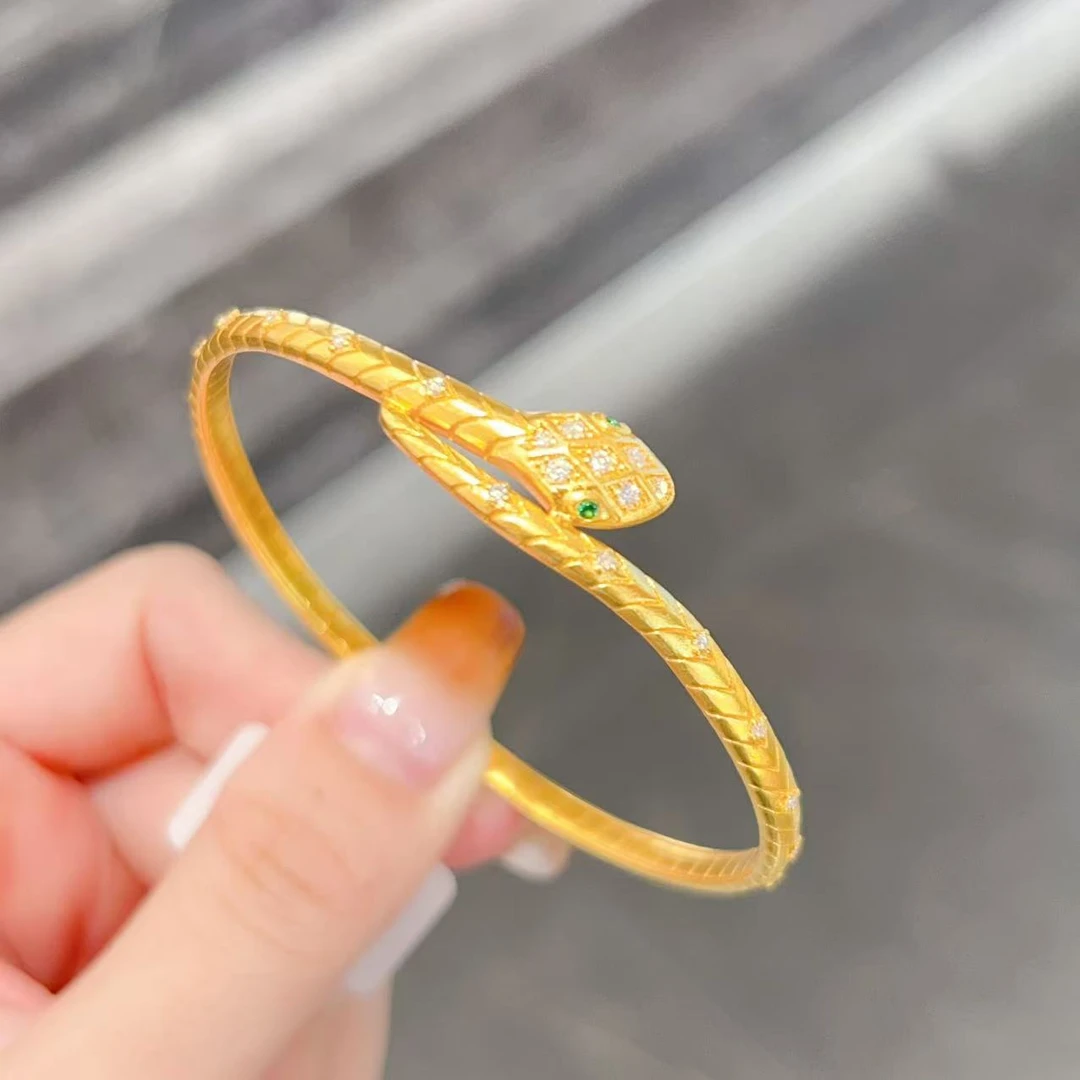 【新美源】足金999 古法工艺 镶嵌蛇镯