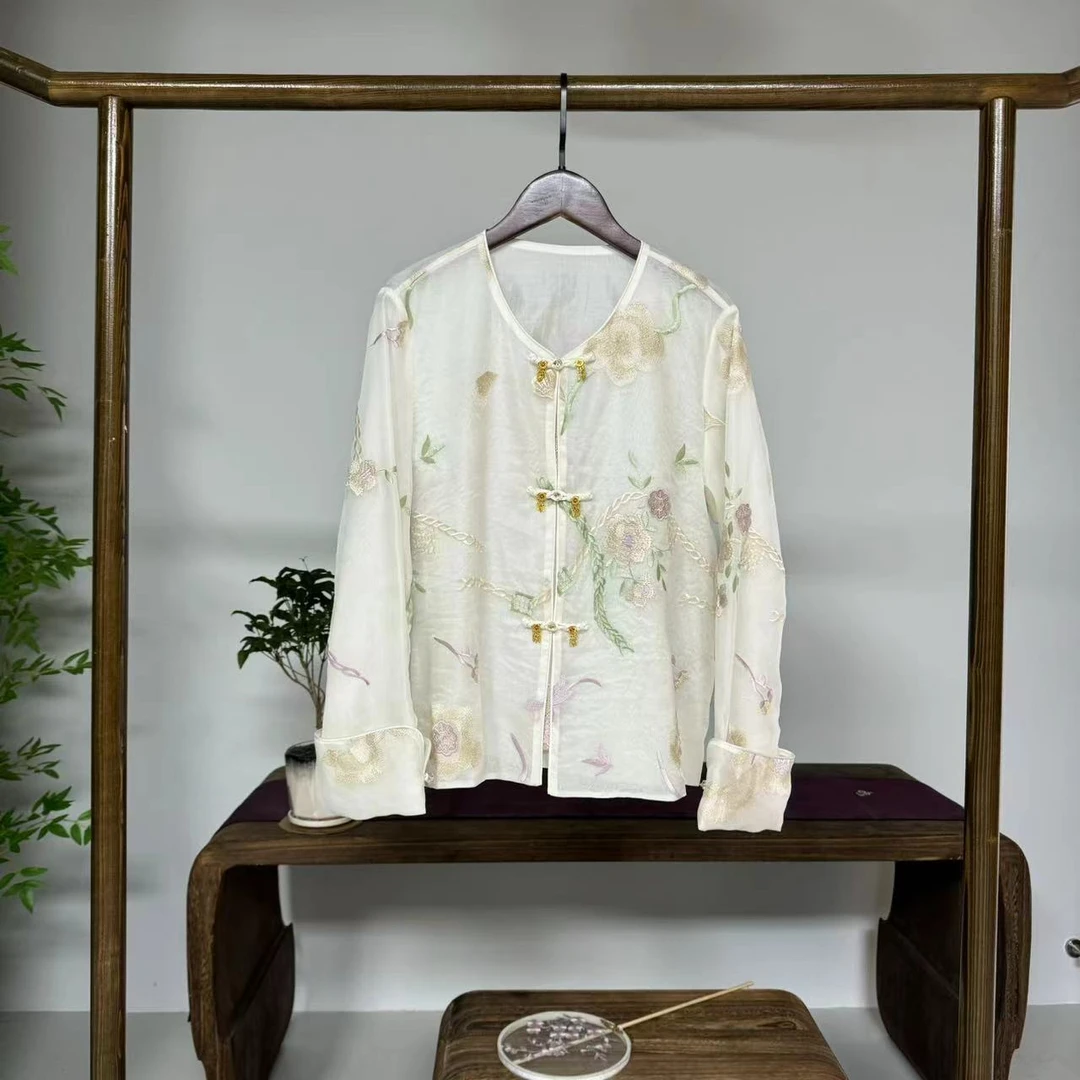 锁仙灵！桑蚕丝刺绣新中式上衣！GZ4164