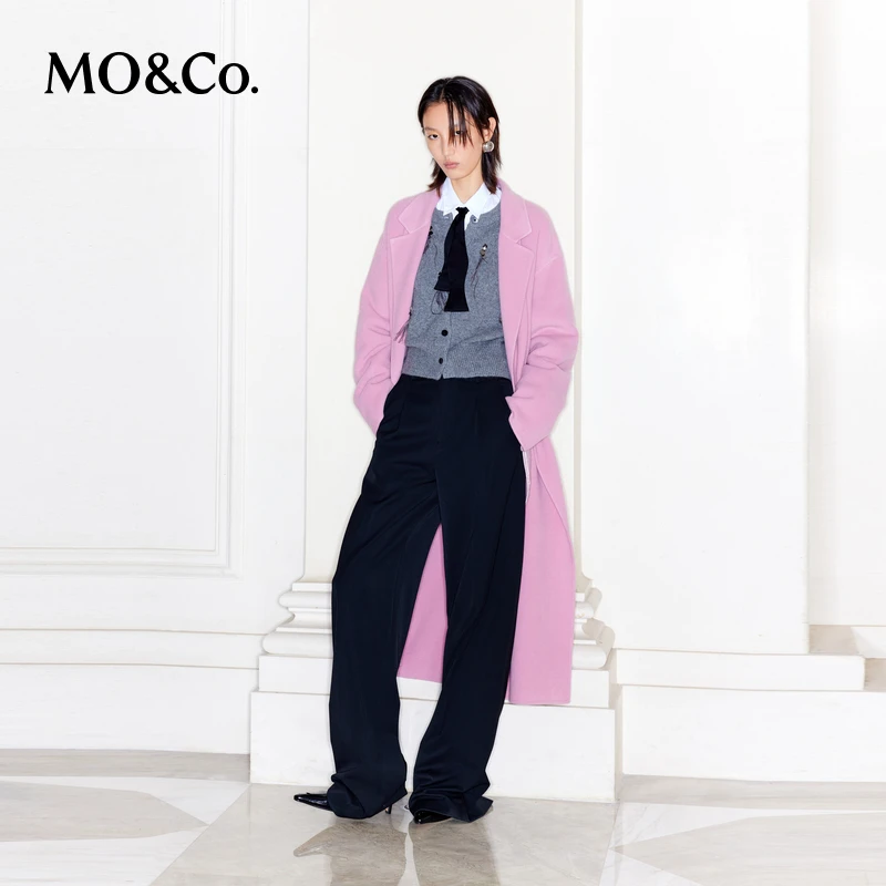 【陈大可专属】MOCO冬季双面呢大衣绵羊毛外套附腰带MBC4OVC021