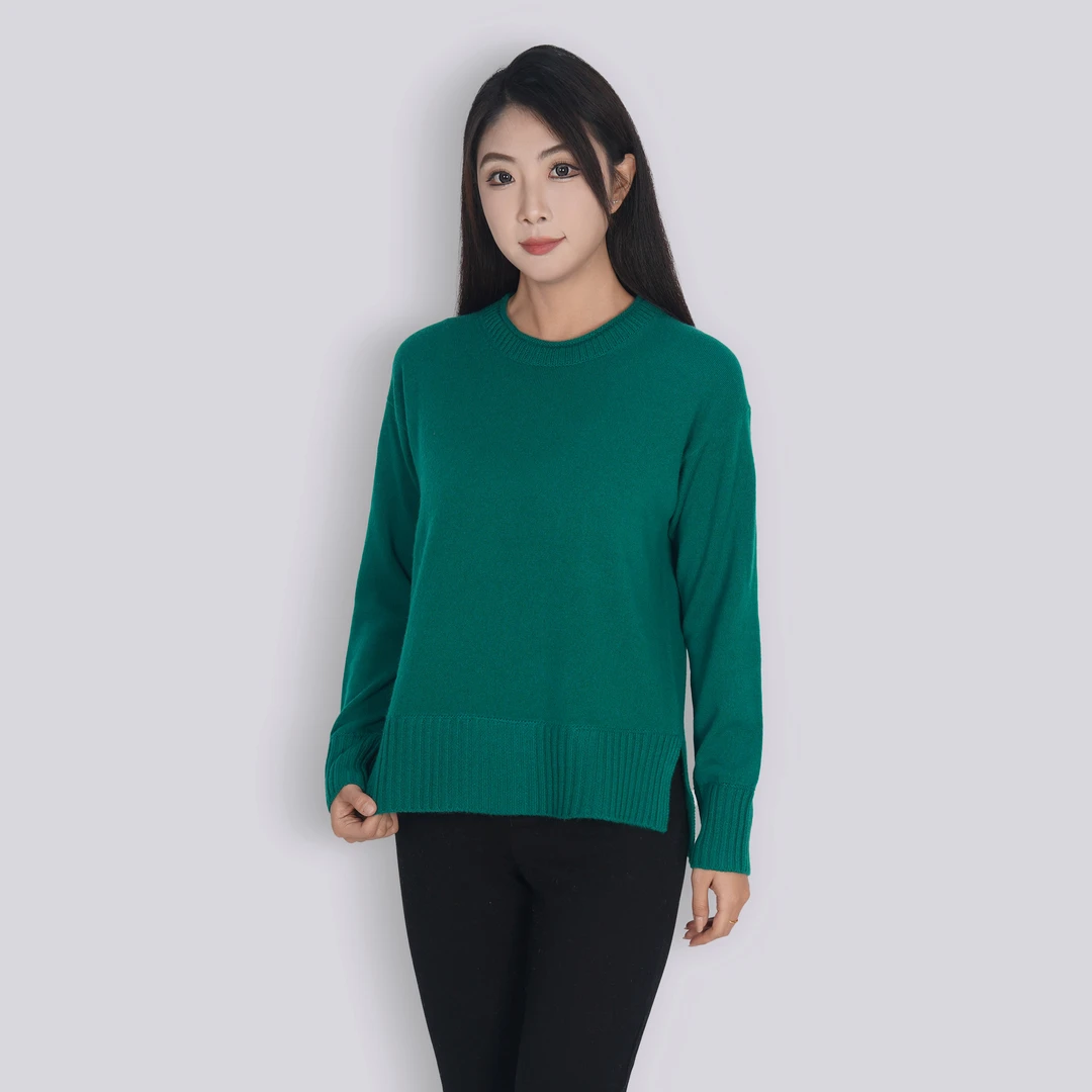 TALMUS/塔拉牧丝秋冬季时尚百搭女士圆领纯色羊绒套衫