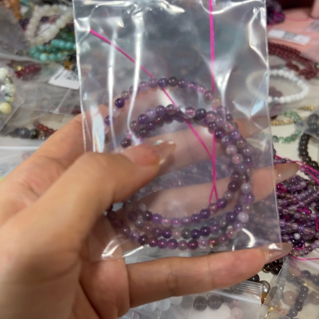 水晶手链未镶嵌三圈紫超