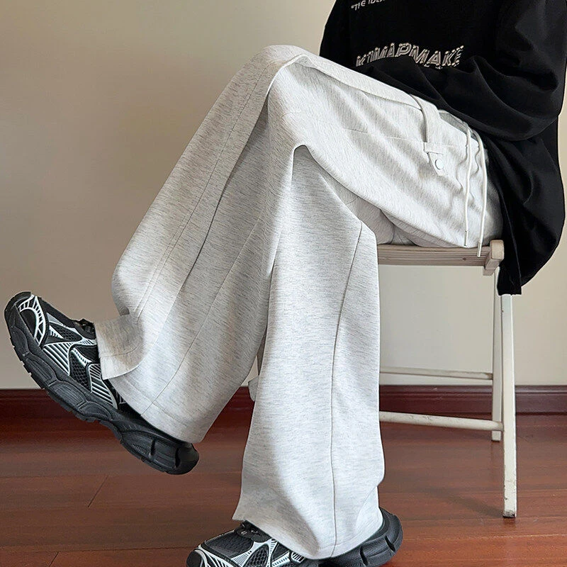 LIGGICC白花灰微喇弯刀卫裤男春秋新款穿搭美式潮牌直筒休闲长裤