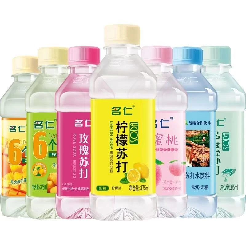 名仁苏打水375ml*12瓶整箱原味柠檬水蜜桃味无气弱碱性水饮料