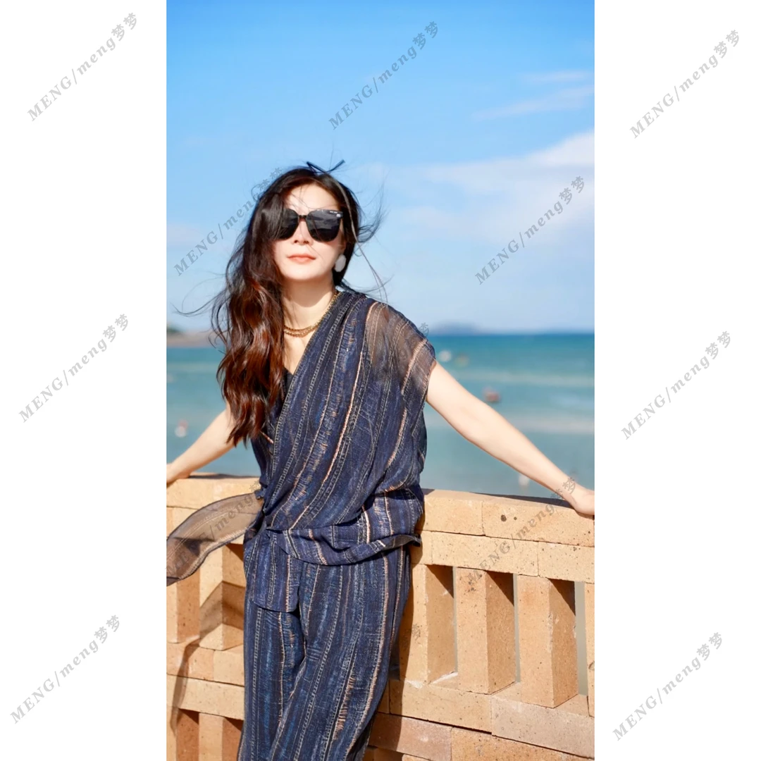 2025夏季新款短袖显瘦气质高腰垂感洋气套装女