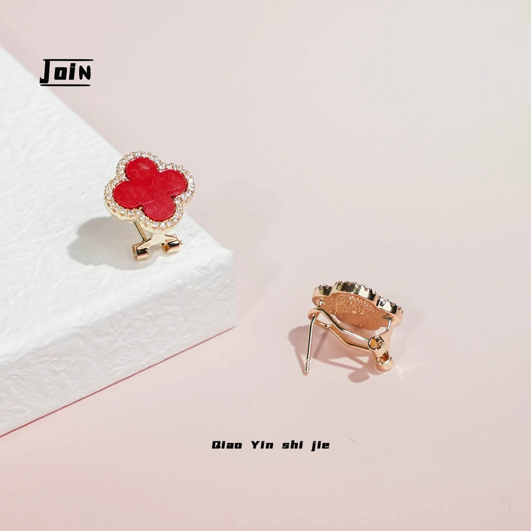 铜合金耳饰 EH0216【秘境繁花】红色时尚设计感耳钉